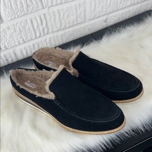 Adam Tucker Black Suede Fur-Lined Slip-On Men’s Shoe
